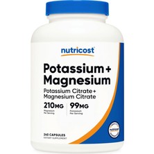 Nutricost Potassium (99 Mg) Magnezium (210 Mg) Citrates, 240 Capsules - Non-Gmo, Gluten Free.