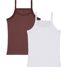 DOMİ Domi Kids Mocha 2-8 Yaş Kız Çocuk 2'li Atlet - Standart 4-5 Yaş