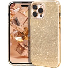 Grabono Apple iPhone 13 Pro Max Kılıf Simli Parlak Sert Tpu+Pc Dayanıklı Kılıf
