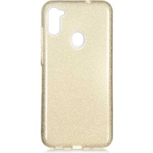 Grabono Samsung Galaxy A11 Kılıf Simli Parlak Sert Tpu+Pc Dayanıklı Kılıf