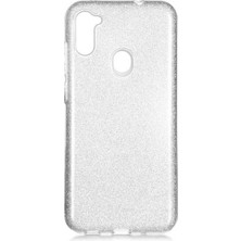 Grabono Samsung Galaxy A11 Kılıf Simli Parlak Sert Tpu+Pc Dayanıklı Kılıf