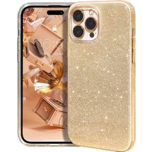 Grabono Apple iPhone 14 Pro Max Kılıf Simli Parlak Sert Tpu+Pc Dayanıklı Kılıf