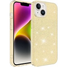 Grabono Apple iPhone 15 Plus Kılıf Simli Parlak Sert Tpu+Pc Dayanıklı Kılıf - Gold