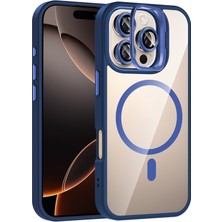 Grabono iPhone 14 Pro Max Kılıf 2 Ürün Bir Arada Stant Olabilen Kamera Lens Korumalı ve Kenarları Renkli Kapak