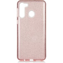 Grabono Samsung Galaxy A21 Kılıf Simli Parlak Sert Tpu+Pc Dayanıklı Kılıf