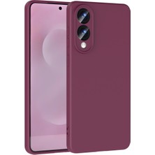 Grabono Galaxy S25 Edge Kılıf Kadife Lansman Silinebilir Parmak Izi Yapmayan Koyu Mor Kapak