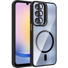 Grabono Galaxy S24 Fe Kılıf 2 Ürün Bir Arada Stant Olabilen Kamera Lens Korumalı ve Kenarları Renkli Kapak