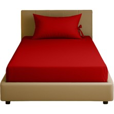Sabia Soft Touch %100 Pamuk 62 Tel – 90X190 +30 cm Tek Kişilik Lastikli Çarşaf Seti Kırmızı