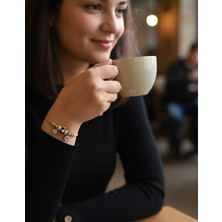 Zirkon Taşlı Siyah Mineli Çelik Bileklik