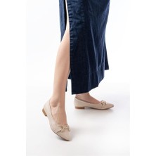 Sibel Gürel İNF-133 Ten Taşlı Tokalı Günlük Kadın  Babet