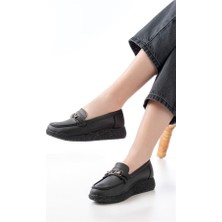 Sibel Gürel İNF-150-01 Siyah Taş Aksesuarlı Günlük Kadın Ayakkabı