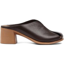 Celal Gültekin Kadın Kahverengi Önü Kapalı Topuklu Deri Terlik