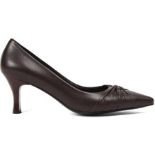 Celal Gültekin Kadın Kahverengi İnce Topuklu Deri Ayakkabı