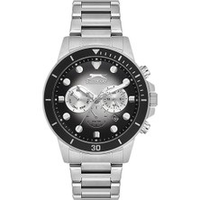 Slazenger Erkek Kol Saati – 45 Mm, Gümüş Metal Kordon, Gri Kadran, 10 Atm