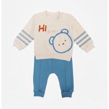 Erkek Bebek %100 Pamuk Ayıcık Nakışlı 2’li Takım – Uzun Kollu Sweatshirt & Pantolon
