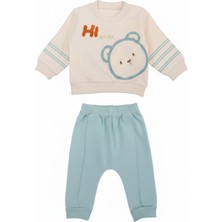 Erkek Bebek %100 Pamuk Ayıcık Nakışlı 2’li Takım – Uzun Kollu Sweatshirt & Pantolon