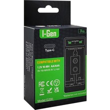 I-Gen Batteries G200 2'li Pil Şarj Aleti Type-C Girişli, Aa / Aaa / 9V Akıllı Hızlı Pil Şarj Cihazı