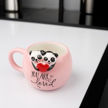 Kosova Sevgili Panda Kalp Desen Kupa 300ML