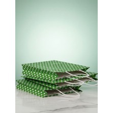 e ERTA Yeşil Benekli Kraft Çanta 25X31 cm 20 Adet Hediye Poşeti, Hediye Paketi Puantiyeli Kraft Kağıt Çanta