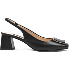 Celal Gültekin Kadın Siyah Tokalı Kalın Topuklu Deri Ayakkabı