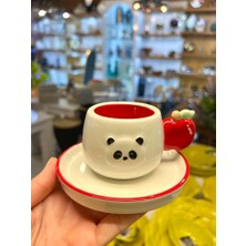 Kosova Kırmızı Panda Desen Tek Kişilik Türk Kahvesi Fincanı