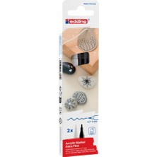 Edding 2'li Akrilik Marker Kalem Seti - 0.7-1 mm 2 Adet Siyah Beyaz Renkler
