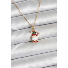 Inure Jewelry 316L Çelik Zincir Gold Renk Yılbaşı Teması Kadın Kolye