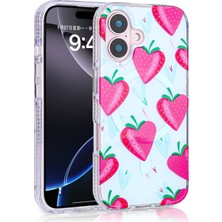 Paladyum Case iPhone 16 Uyumlu Premium Tpu Çilek Desenli Stilo Kapak