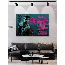 SML Tablo Fight Club Of The Rules Dövüş Kulübü Kuralları Pembe Sabun Brad Pitt Yatay Kanvas Tablo