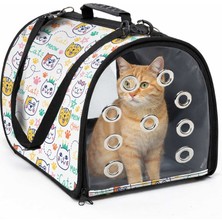 Monnhein Katlanabilir Desenli Kedi ve Köpek Taşıma Çantası, Ön ve Arka Şeffaf Panelli, Havalandırmalı, Omuz ve El Taşıma Askılı Turuncu Kediler