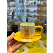 Kosova Sarı Kedi Tek Kişilik Türk Kahvesi Fincanı