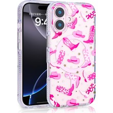 Paladyum Case iPhone 16 Uyumlu Premium Tpu Cowgirl Çizme Desenli Stilo Kapak