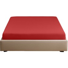 Sabia Soft Touch %100 Pamuk 62 Tel – 150X200 +37 cm Yüksekliğe Kadar Uygun Çift Kişilik Lastikli Çarşaf Kırmızı