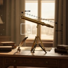 İki Yedi Konsept Clodius Gold Vintage Teleskop Dekoratif Obje – Tripodlu Masa Üstü Figür 46 cm Ev Ofis Dekor Hediye