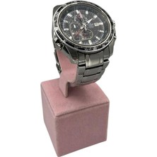 Megass Dekor Süet Kumaş Pembe Renk 13 cm Kelepçe Saat Sergileme Standı