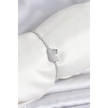 Maarketim Kuğu Model Zirkon Taşlı Gümüş Renk Asansörlü Su Yolu Bileklik