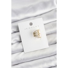 Maarketim Gold Renk Pirinç Zirkon Taşlı Kıkırdak Earcuff Küpe