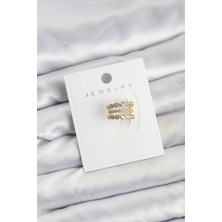 Maarketim Gold Renk Zirkon Taşlı Pirinç Kıkırdak Earcuff Küpe