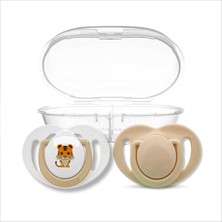 Mamajoo Ortodontik Emzik, Ekru Kaplan, 0+ Ay, Saklama & Sterilizasyon Kutulu, Ikili