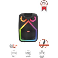 Torima Bluetooth Hoparlör Rgb LED Işıklı Kablosuz Mikrofonlu Taşınabilir Karaoke Speaker D84 Siyah