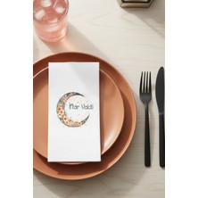 Iftar Vakti Çiçekli Ay Desenli 16'lı Çift Katlı Lüks Kağıt Peçete