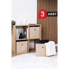 Helen's Home Bej 3'lü Dolap Içi Çamaşır Oyuncak Düzenleyici Kapaksız Saklama Kutusu Organizer 30X30X30 cm