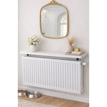 Agt Oval Kesim Petek Üstü Uçan Raf Dresuar Kalorifer Peteği Rafı Kitaplık 80 x 18 cm Beyaz