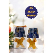 PremiumPort Yılbaşı Temalı Lacivert Kar Tanesi Mumluk Seti 2'li, Şık Hediye Alternatifi