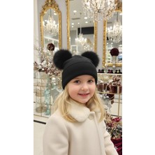 Veracraft Kız Çocuk Beyaz Ponponlu Şapka