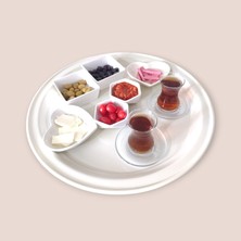 Ece Ev Modası Sini Tepsi - 48 cm Büyük Boy Metal Çay Tepsisi Kahve Tepsisi Sunum Kahvaltı Tepsisi