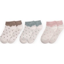 Cigit Üçlü Puantiyeli Patik Çorap 5-12 Yaş Mint, Vizon, Pudra