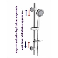 MegaVitrin Tema Dinamik Tetra Mat Siyah Sürgülü Duş Seti - Ayarlanabilir Montaj (Eski Deliklere Uygun)