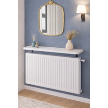 Montessori Oval Kesim Petek Üstü Uçan Raf Dresuar Kalorifer Peteği Rafı Kitaplık 120 x 18 cm Beyaz