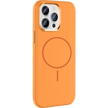 Gpack iPhone 14 Pro Max Uyumlu Kılıf Edi Silikon M-Safe Şarj Özellikli Turuncu